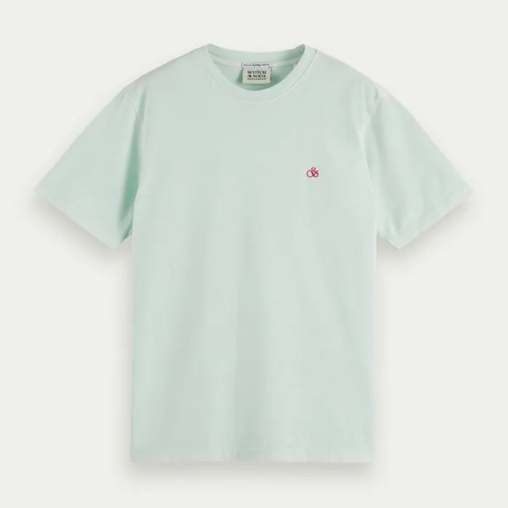Scotch & Soda Crew Neck T Shirt Mint Green Logo Casual‎ Short Sleeve Tee Cotton